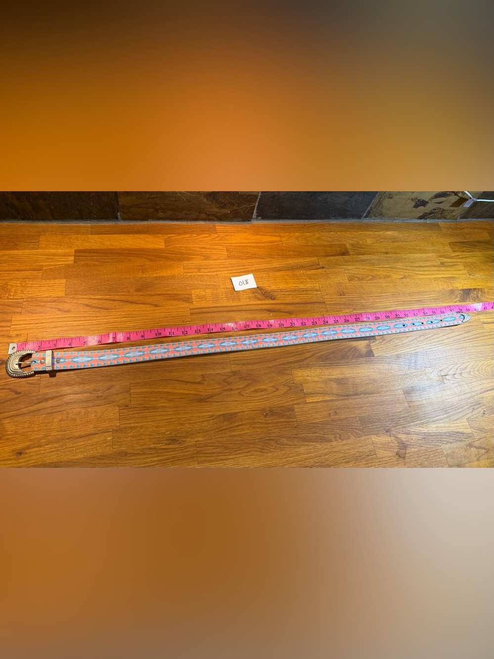 Vintage Nuovo Southwestern Pattern Belt with Silver Buckle (018) - Picture 6 of 11